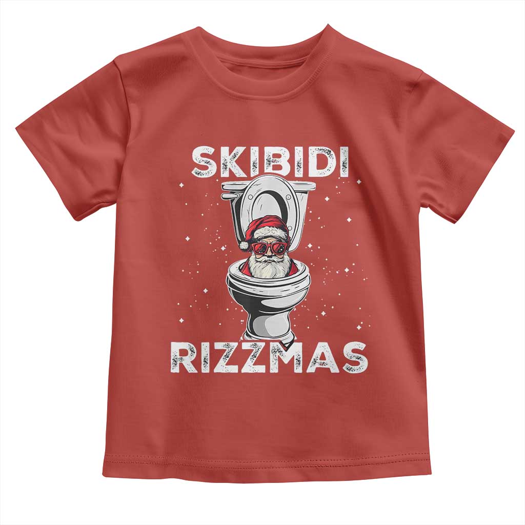 Funny Santa Rizz Christmas Toddler T Shirt Skibiti Toilet Rizzmas