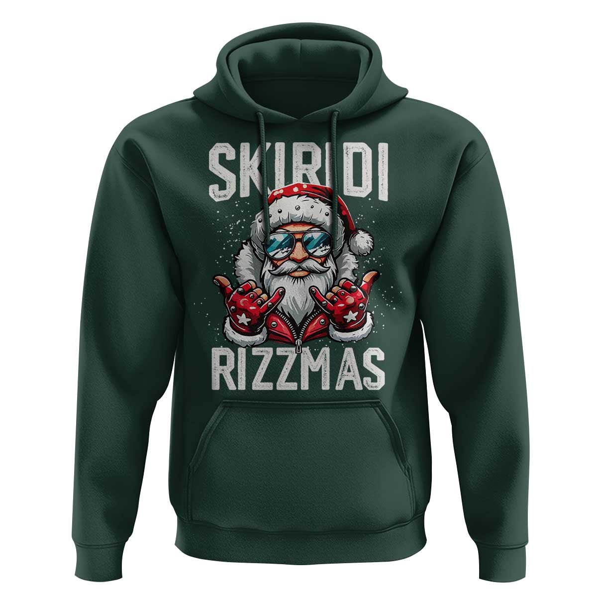 Christmas Bruh Hoodie Green Xmas Santa Hat Festive Vibe