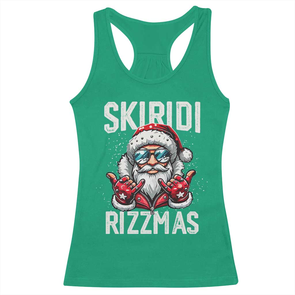 Christmas Bruh Racerback Tank Top Green Xmas Santa Hat Festive Vibe