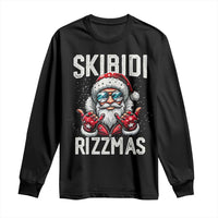 Funny Santa Rizz Christmas Long Sleeve Shirt Skibidi Rizzmas Gen Alpha Slang Cool Santa