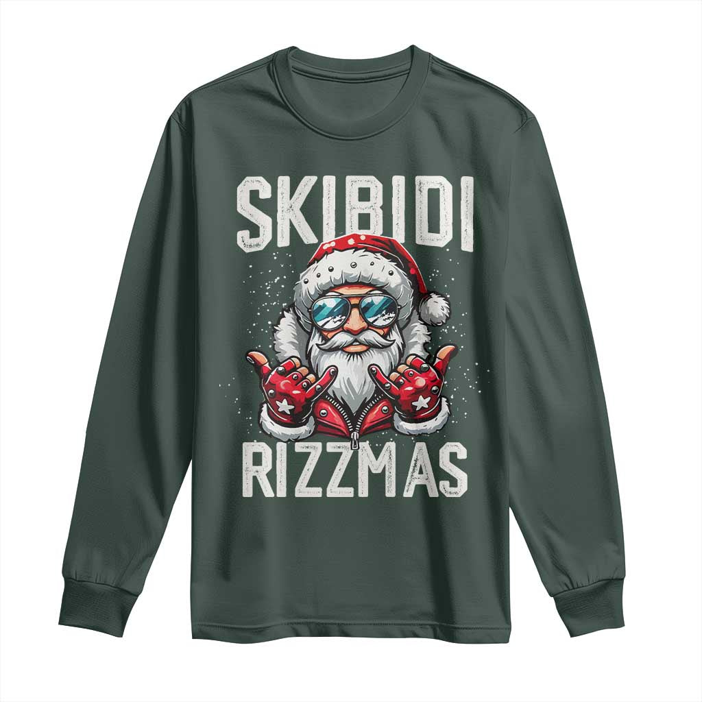 Funny Santa Rizz Christmas Long Sleeve Shirt Skibidi Rizzmas Gen Alpha Slang Cool Santa