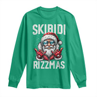 Funny Santa Rizz Christmas Long Sleeve Shirt Skibidi Rizzmas Gen Alpha Slang Cool Santa