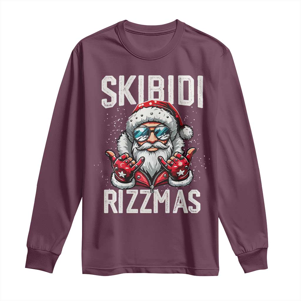 Funny Santa Rizz Christmas Long Sleeve Shirt Skibidi Rizzmas Gen Alpha Slang Cool Santa