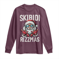 Funny Santa Rizz Christmas Long Sleeve Shirt Skibidi Rizzmas Gen Alpha Slang Cool Santa