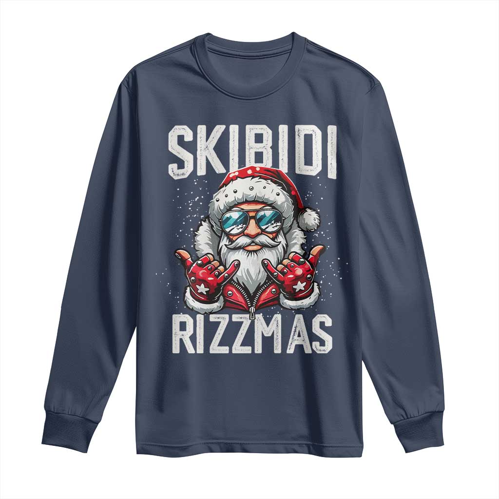 Funny Santa Rizz Christmas Long Sleeve Shirt Skibidi Rizzmas Gen Alpha Slang Cool Santa