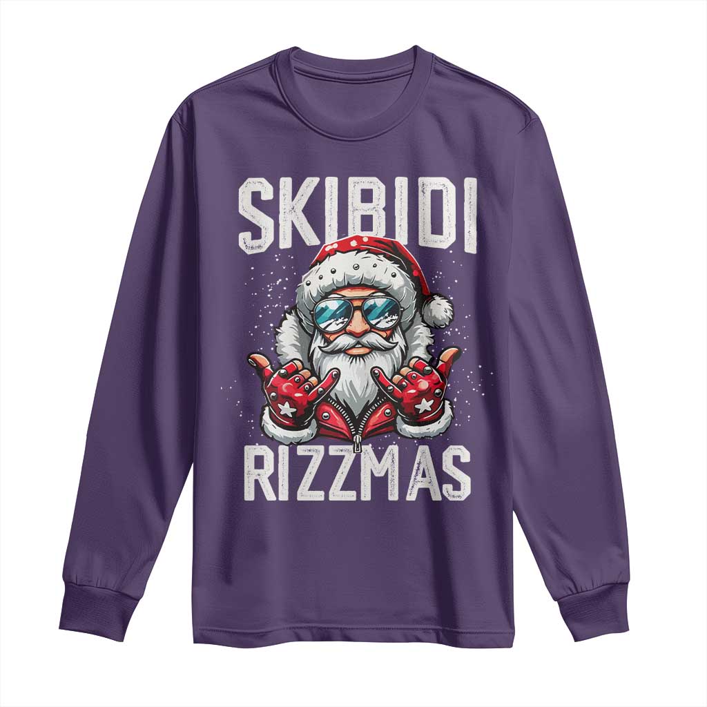 Funny Santa Rizz Christmas Long Sleeve Shirt Skibidi Rizzmas Gen Alpha Slang Cool Santa