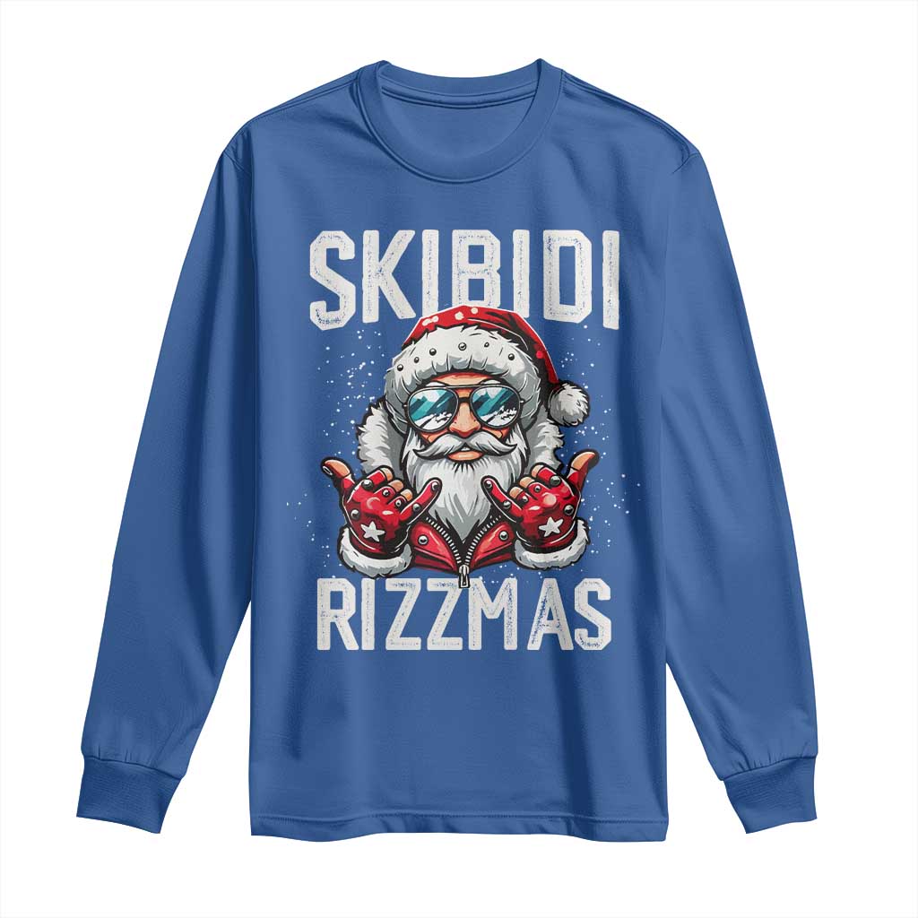 Funny Santa Rizz Christmas Long Sleeve Shirt Skibidi Rizzmas Gen Alpha Slang Cool Santa