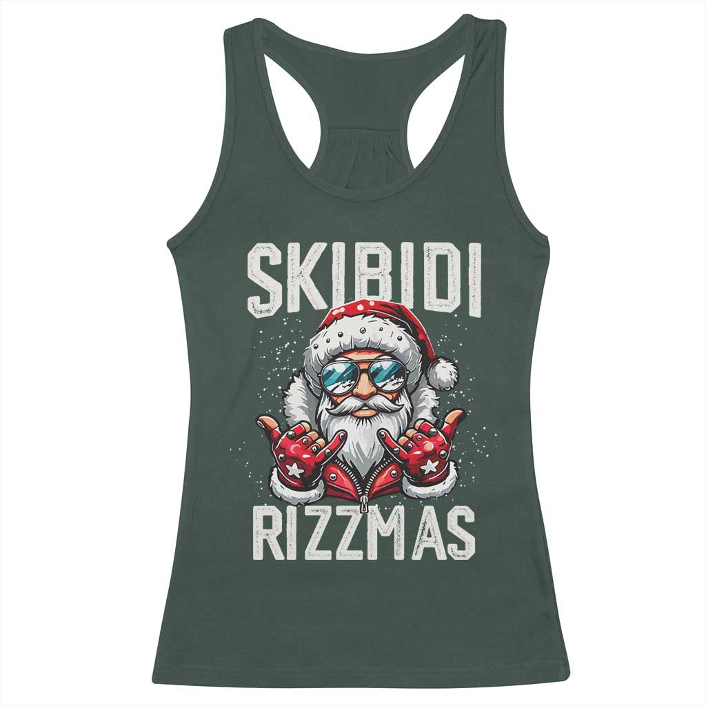 Funny Santa Rizz Christmas Racerback Tank Top Skibidi Rizzmas Gen Alpha Slang Cool Santa