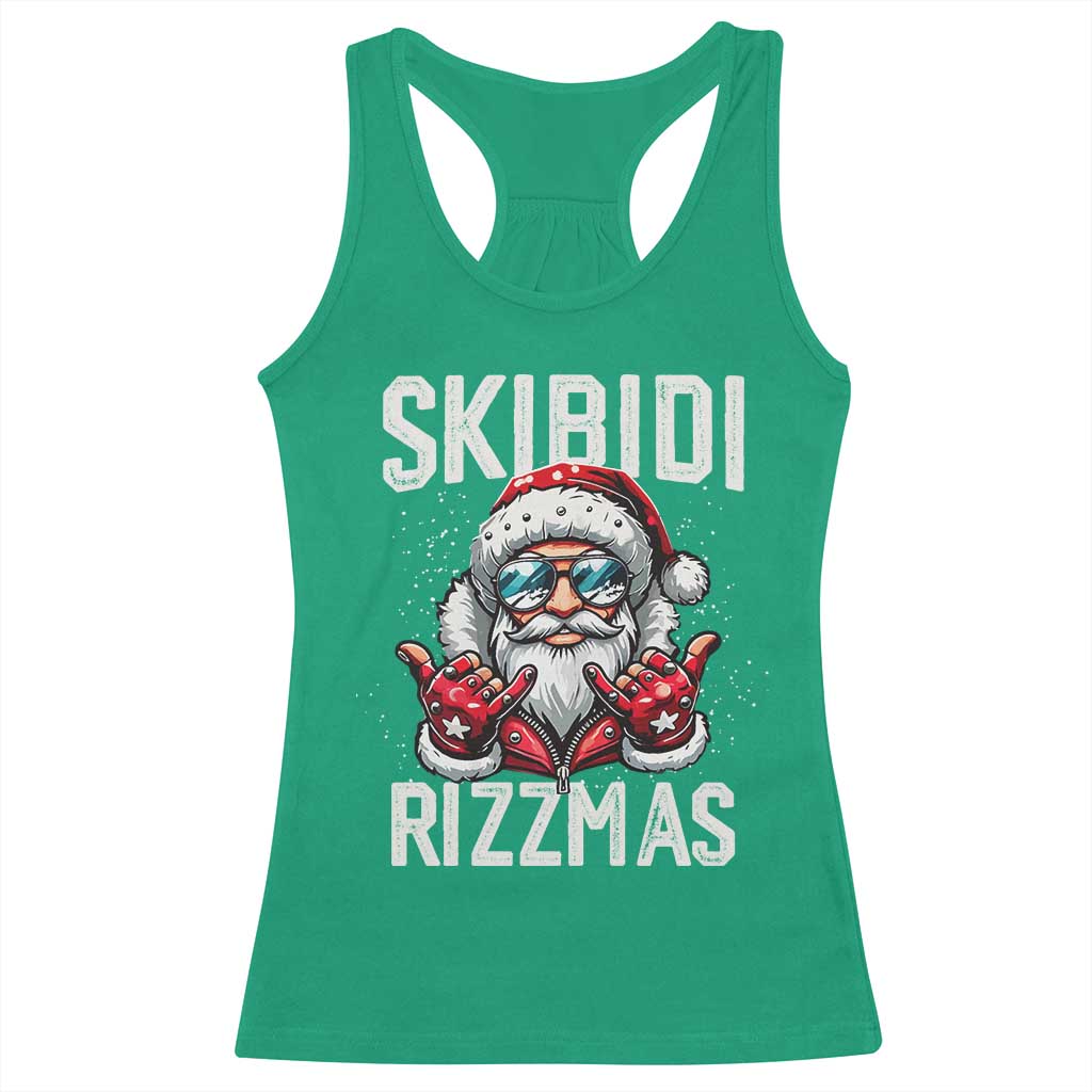 Funny Santa Rizz Christmas Racerback Tank Top Skibidi Rizzmas Gen Alpha Slang Cool Santa