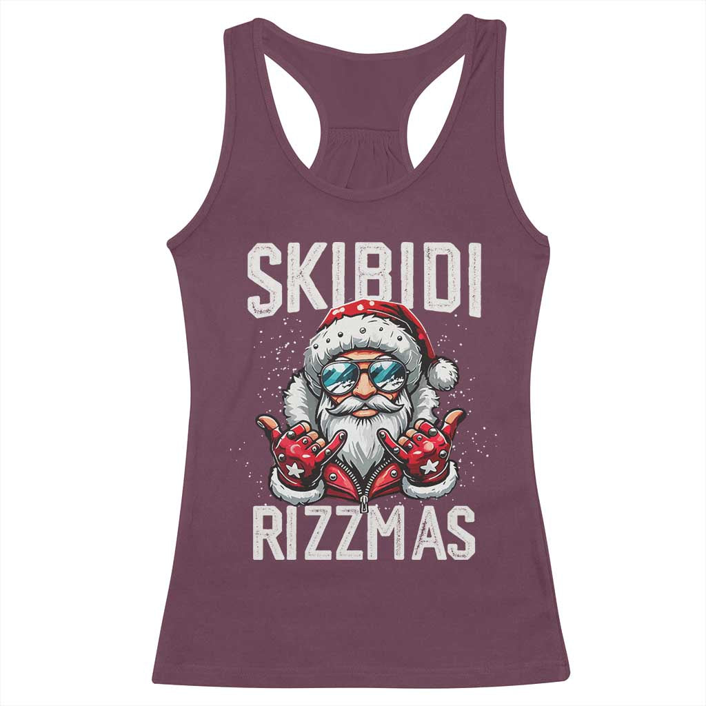 Funny Santa Rizz Christmas Racerback Tank Top Skibidi Rizzmas Gen Alpha Slang Cool Santa