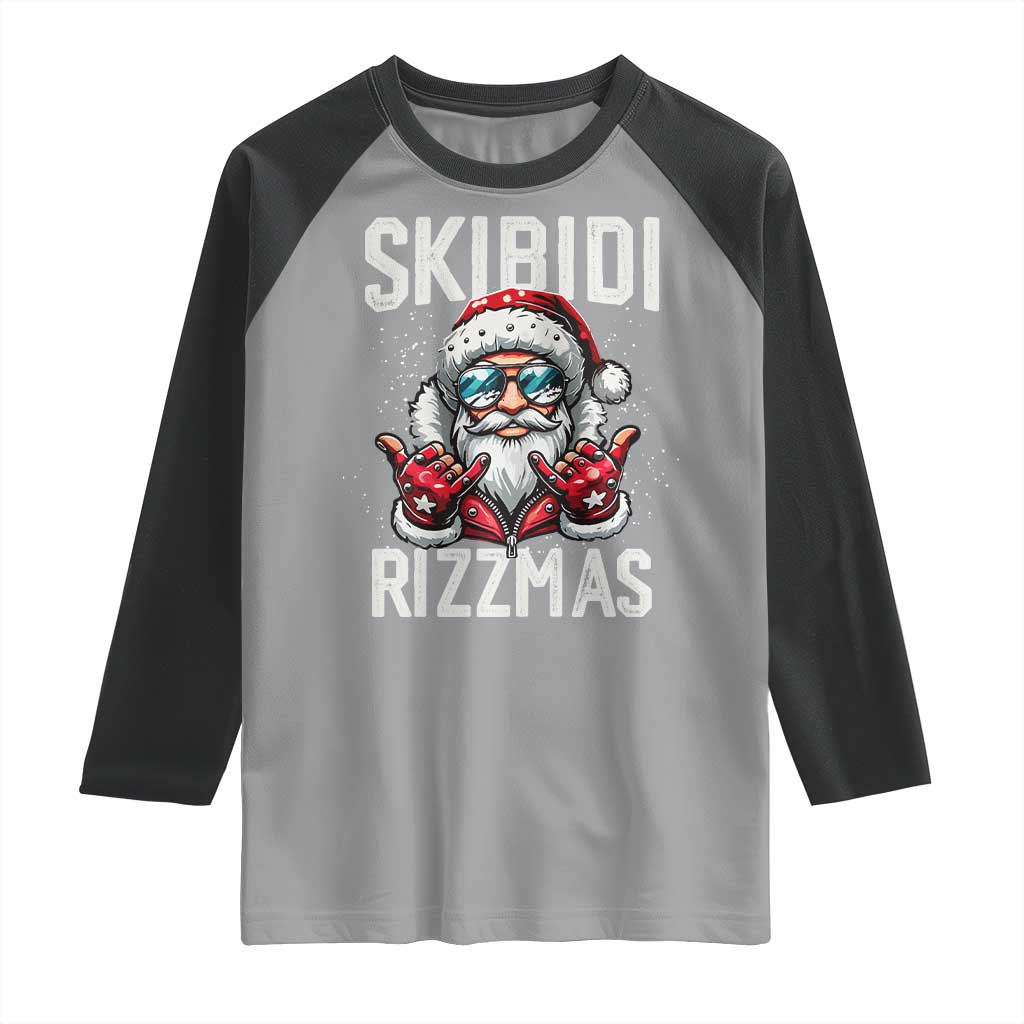 Funny Santa Rizz Christmas Raglan Shirt Skibidi Rizzmas Gen Alpha Slang Cool Santa