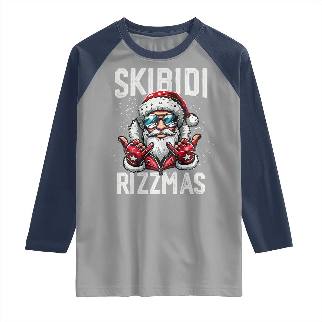 Funny Santa Rizz Christmas Raglan Shirt Skibidi Rizzmas Gen Alpha Slang Cool Santa