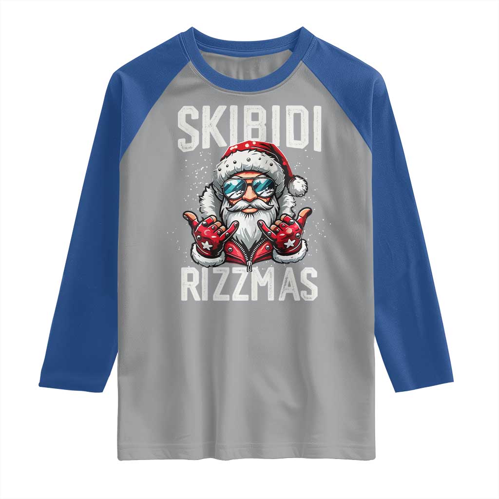 Funny Santa Rizz Christmas Raglan Shirt Skibidi Rizzmas Gen Alpha Slang Cool Santa