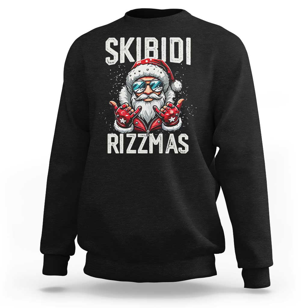 Funny Santa Rizz Christmas Sweatshirt Skibidi Rizzmas Gen Alpha Slang Cool Santa - Wonder Print Shop