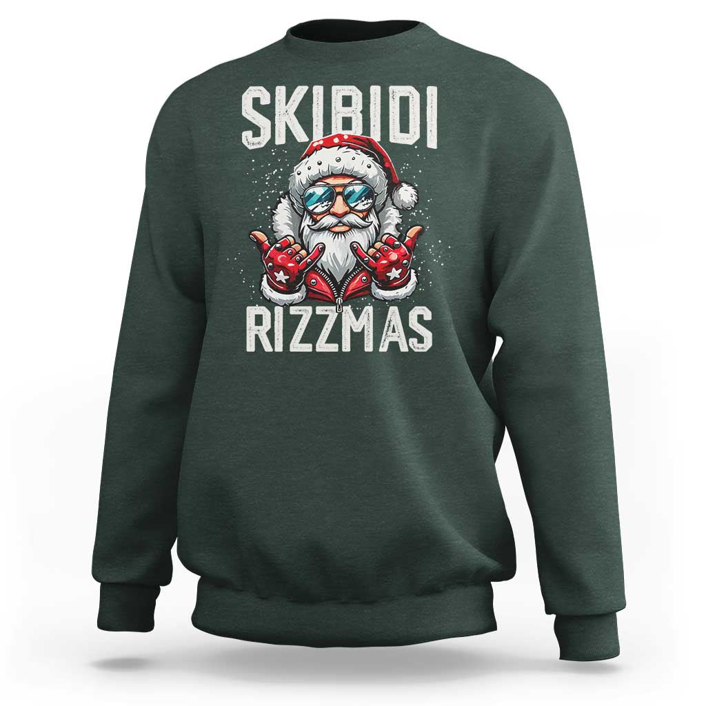 Funny Santa Rizz Christmas Sweatshirt Skibidi Rizzmas Gen Alpha Slang Cool Santa - Wonder Print Shop