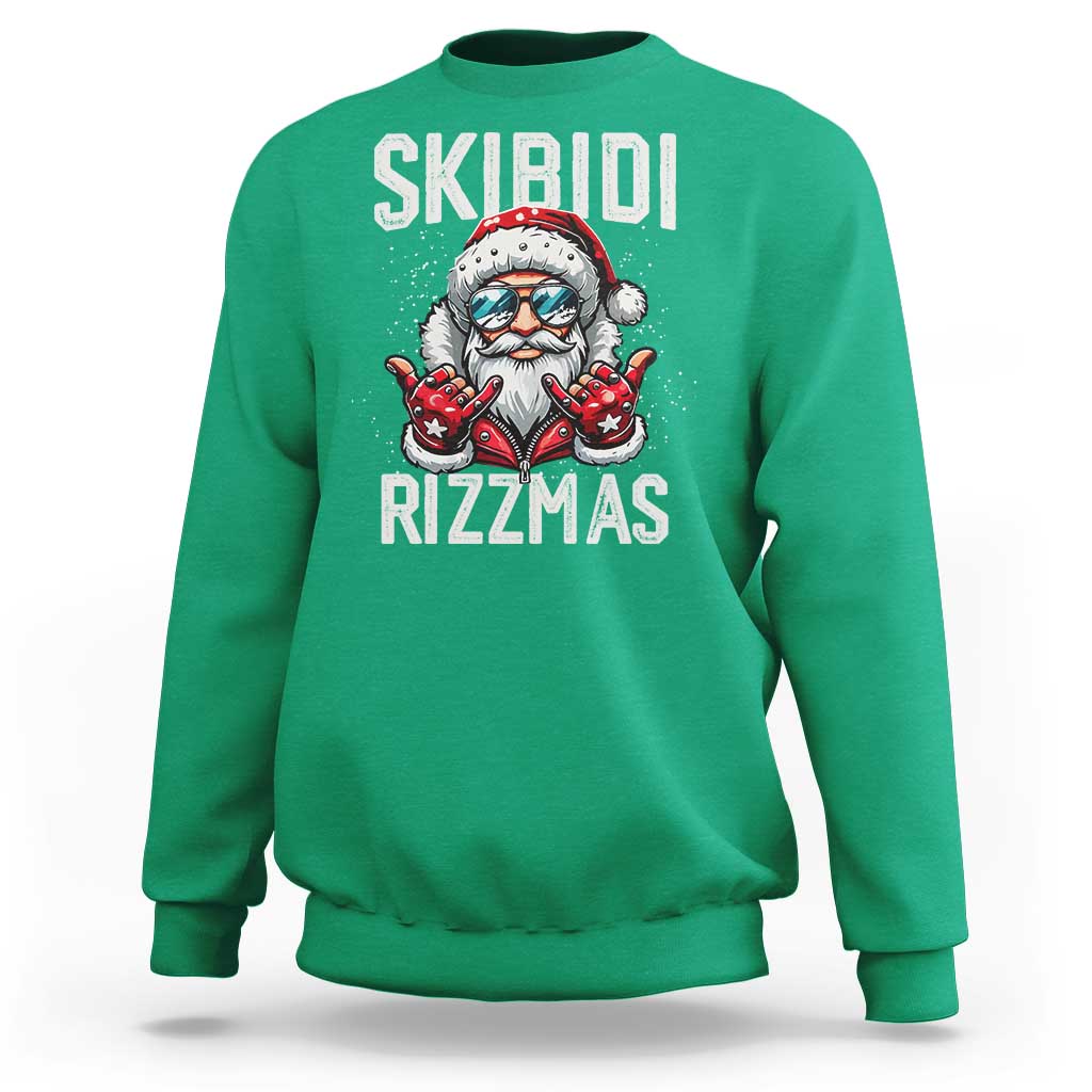 Funny Santa Rizz Christmas Sweatshirt Skibidi Rizzmas Gen Alpha Slang Cool Santa - Wonder Print Shop