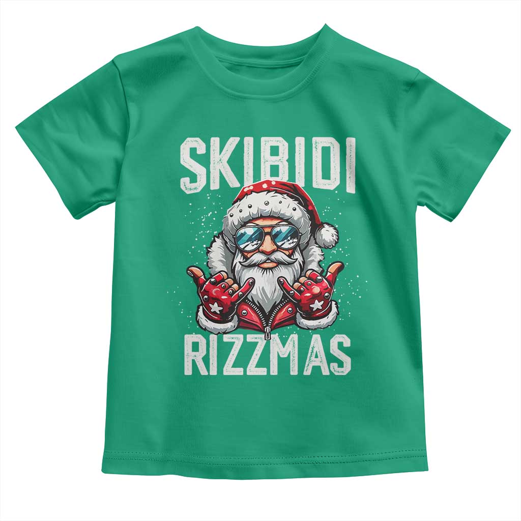 Funny Santa Rizz Christmas Toddler T Shirt Skibidi Rizzmas Gen Alpha Slang Cool Santa