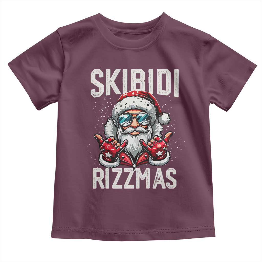 Funny Santa Rizz Christmas Toddler T Shirt Skibidi Rizzmas Gen Alpha Slang Cool Santa