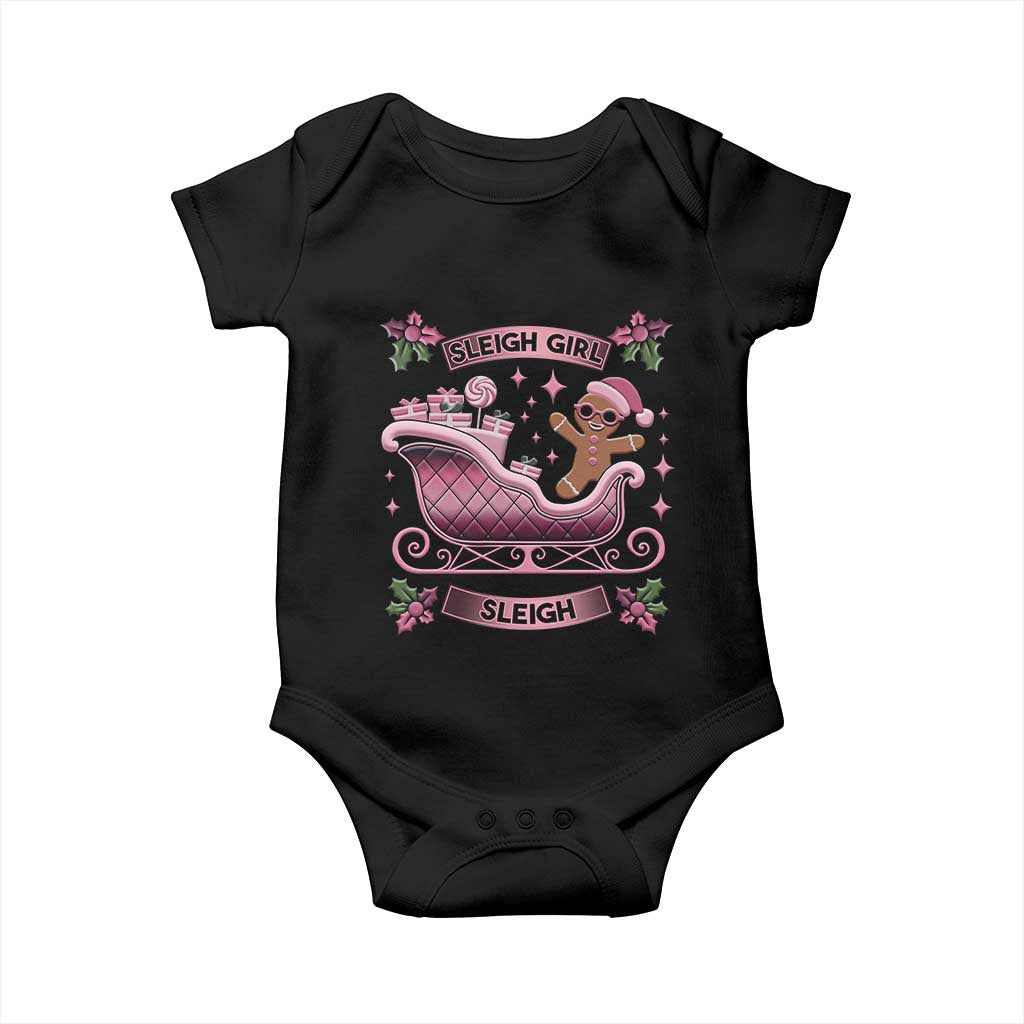 Groovy Pink Christmas Gingerbrad Baby Onesie Sleigh Girl Sleigh Festive Xmas Holiday Girls