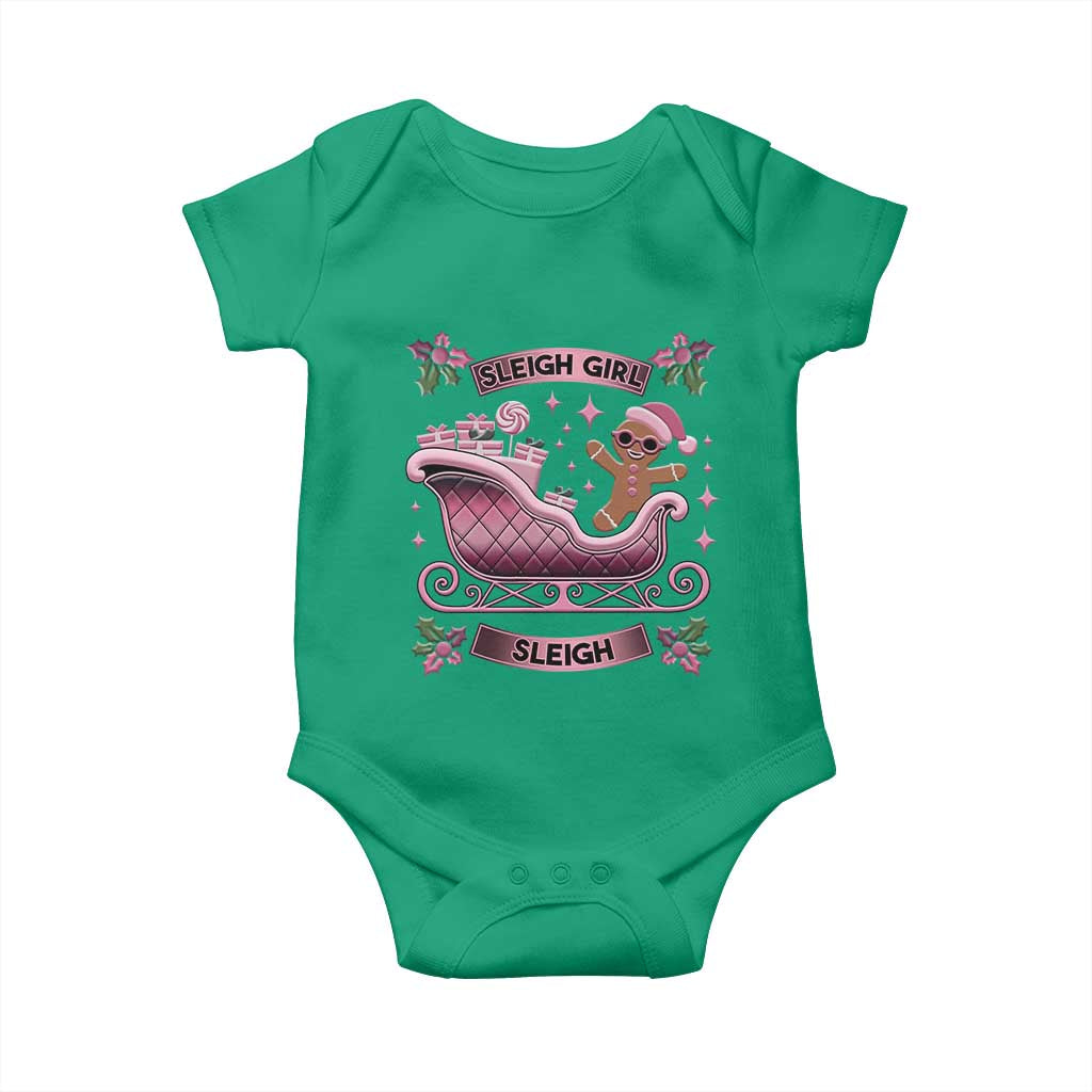 Groovy Pink Christmas Gingerbrad Baby Onesie Sleigh Girl Sleigh Festive Xmas Holiday Girls