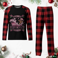 Groovy Pink Christmas Gingerbrad Plaid Pajama Set Sleigh Girl Sleigh Festive Xmas Holiday Girls - Wonder Print Shop