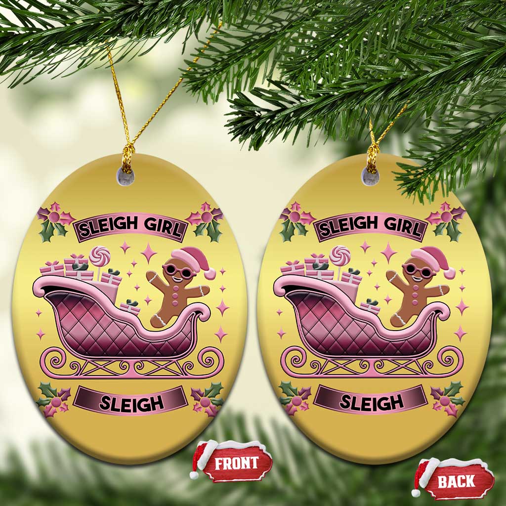 Groovy Pink Xmas Gingerbrad Christmas Ornament Sleigh Girl Sleigh Festive Xmas Holiday Girls - Wonder Print Shop