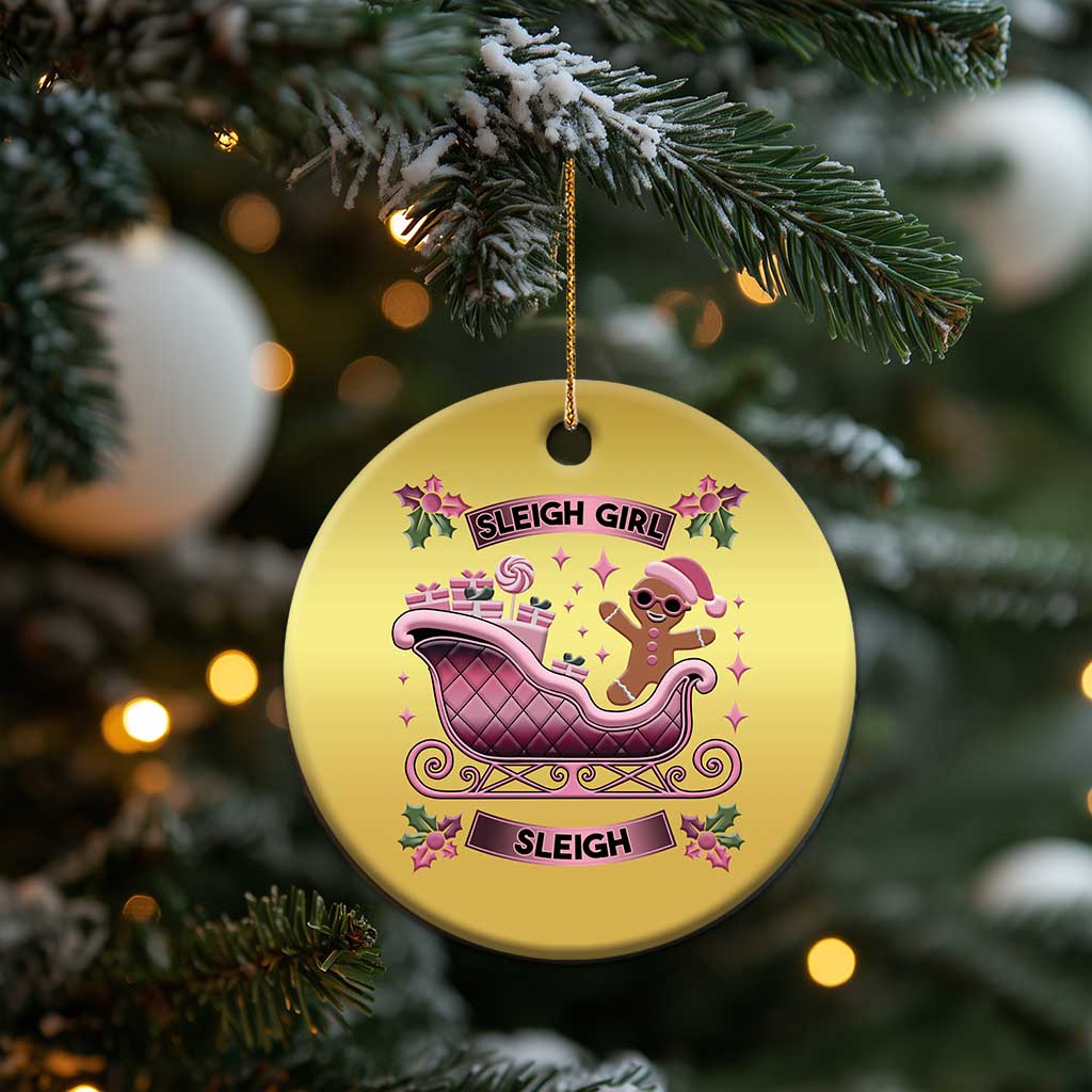 Groovy Pink Xmas Gingerbrad Christmas Ornament Sleigh Girl Sleigh Festive Xmas Holiday Girls - Wonder Print Shop