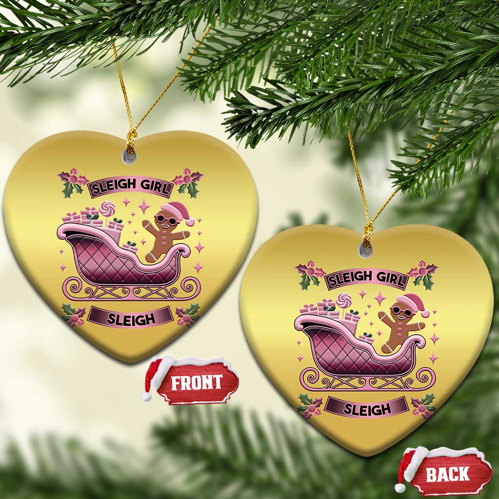 Groovy Pink Xmas Gingerbrad Christmas Ornament Sleigh Girl Sleigh Festive Xmas Holiday Girls - Wonder Print Shop