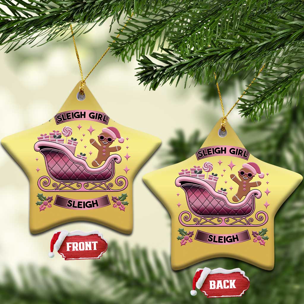 Groovy Pink Xmas Gingerbrad Christmas Ornament Sleigh Girl Sleigh Festive Xmas Holiday Girls - Wonder Print Shop