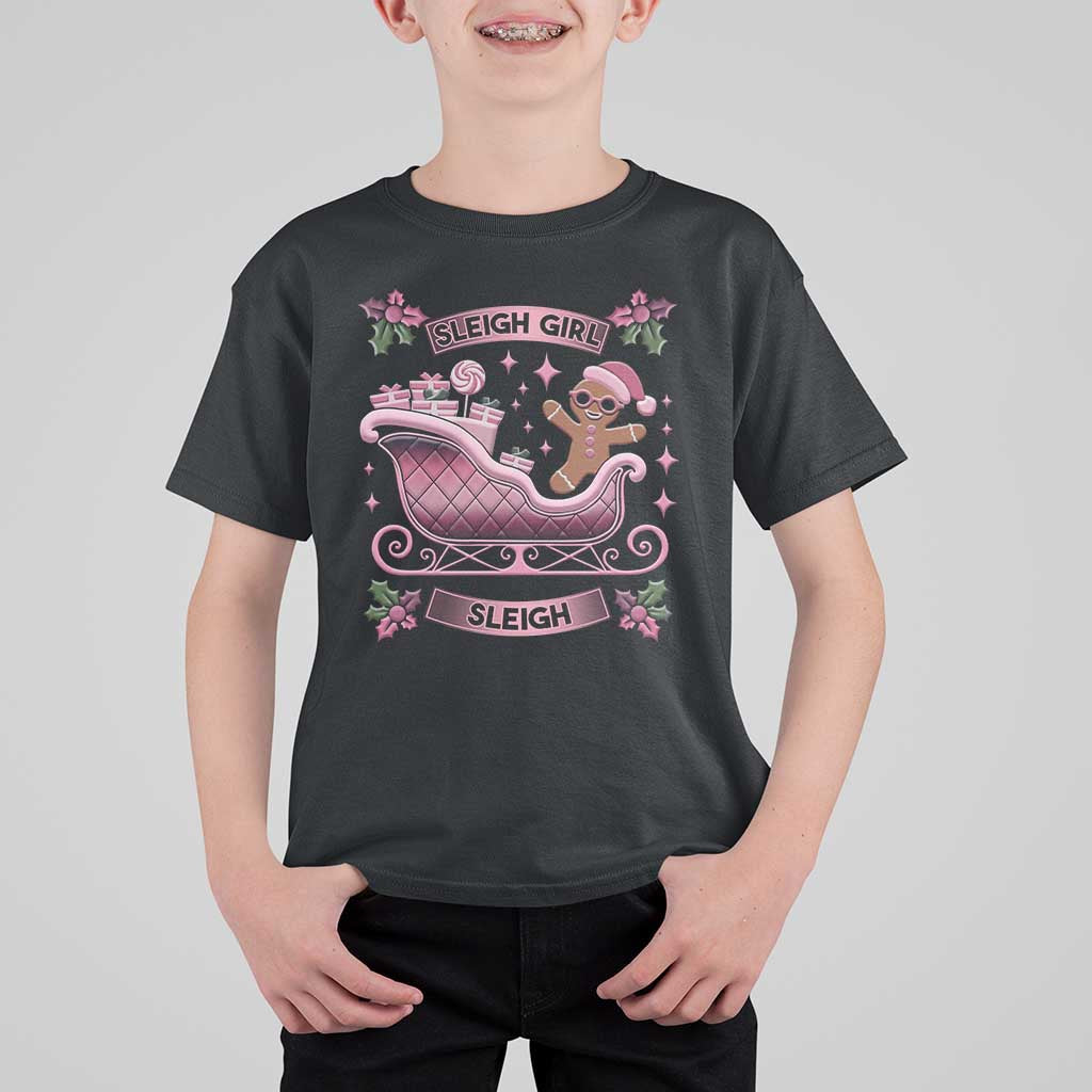 Groovy Pink Christmas Gingerbrad T Shirt For Kid Sleigh Girl Sleigh Festive Xmas Holiday Girls - Wonder Print Shop