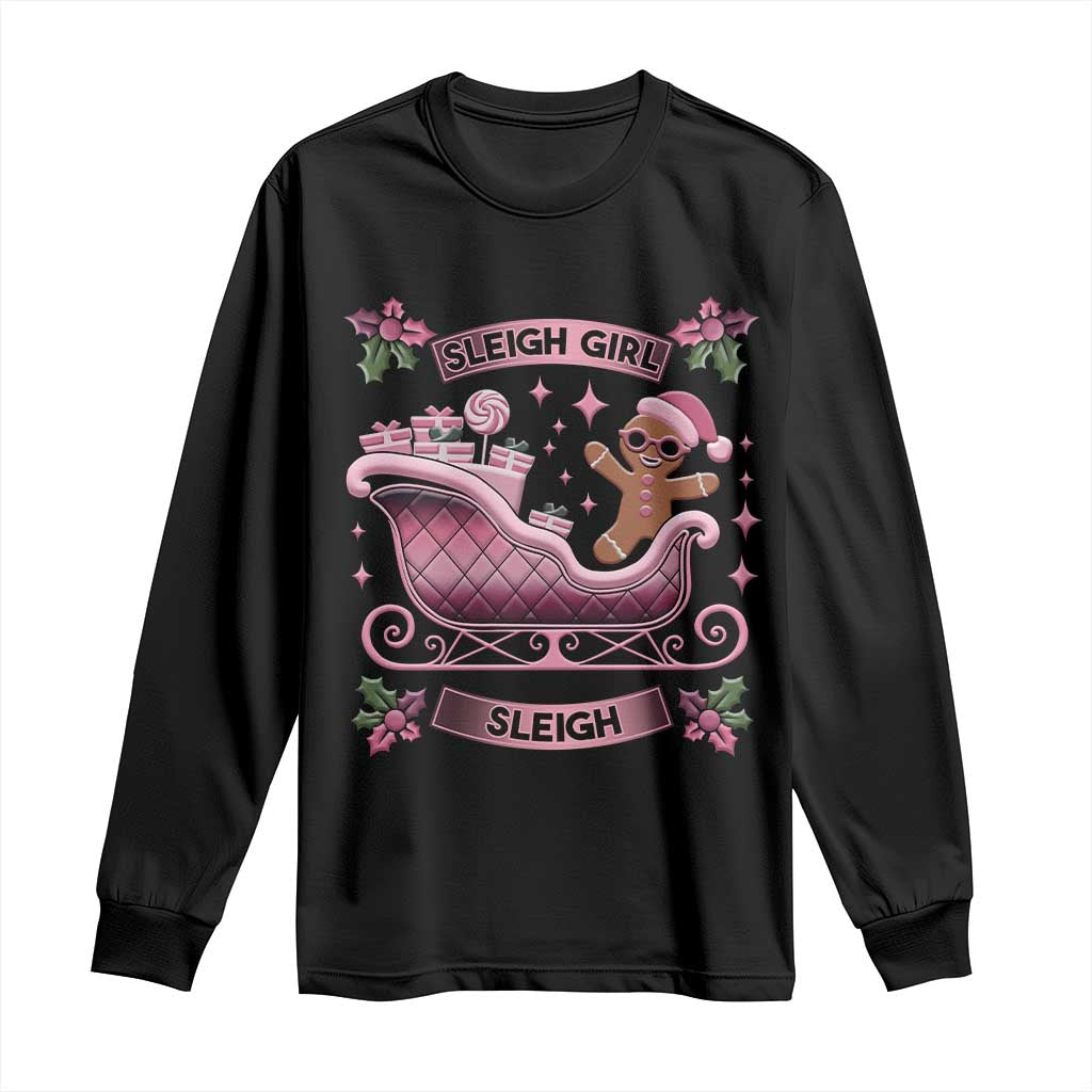 Groovy Pink Christmas Gingerbrad Long Sleeve Shirt Sleigh Girl Sleigh Festive Xmas Holiday Girls