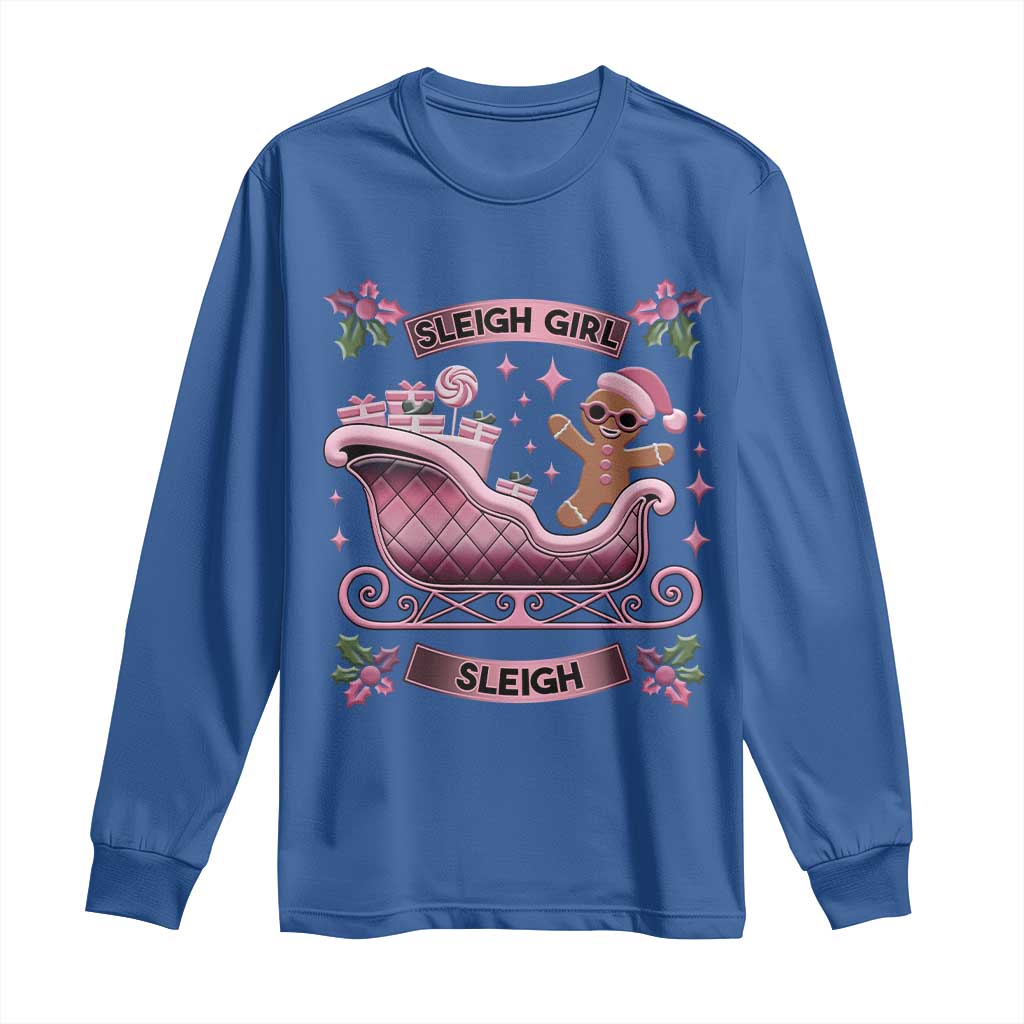 Groovy Pink Christmas Gingerbrad Long Sleeve Shirt Sleigh Girl Sleigh Festive Xmas Holiday Girls