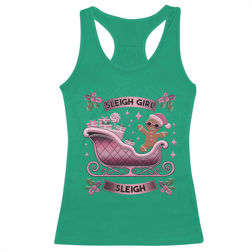 Groovy Pink Christmas Gingerbrad Racerback Tank Top Sleigh Girl Sleigh Festive Xmas Holiday Girls
