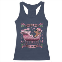 Groovy Pink Christmas Gingerbrad Racerback Tank Top Sleigh Girl Sleigh Festive Xmas Holiday Girls