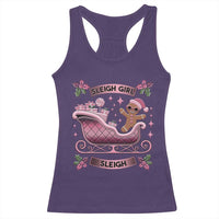 Groovy Pink Christmas Gingerbrad Racerback Tank Top Sleigh Girl Sleigh Festive Xmas Holiday Girls