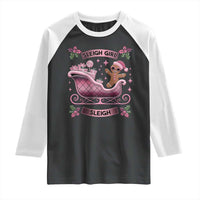 Groovy Pink Christmas Gingerbrad Raglan Shirt Sleigh Girl Sleigh Festive Xmas Holiday Girls
