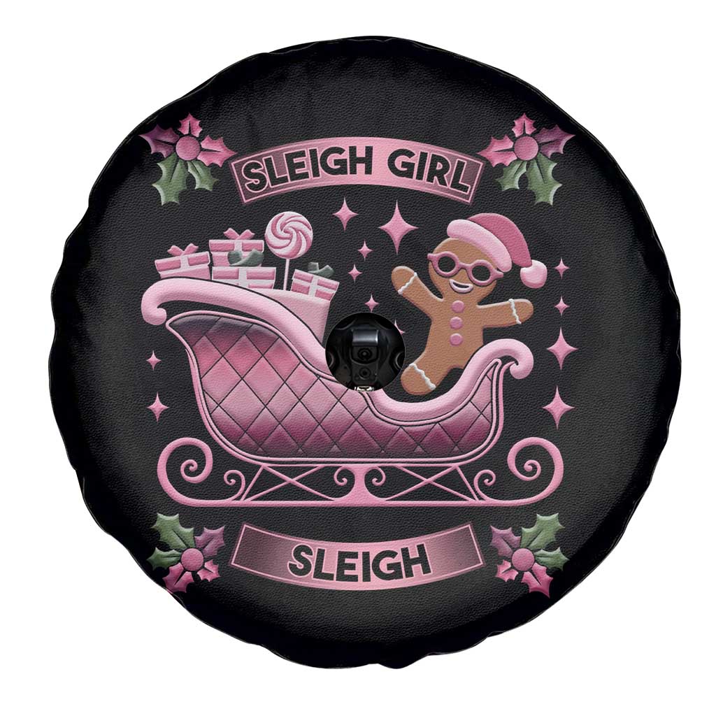 Groovy Pink Christmas Gingerbrad Spare Tire Cover Sleigh Girl Sleigh Festive Xmas Holiday Girls