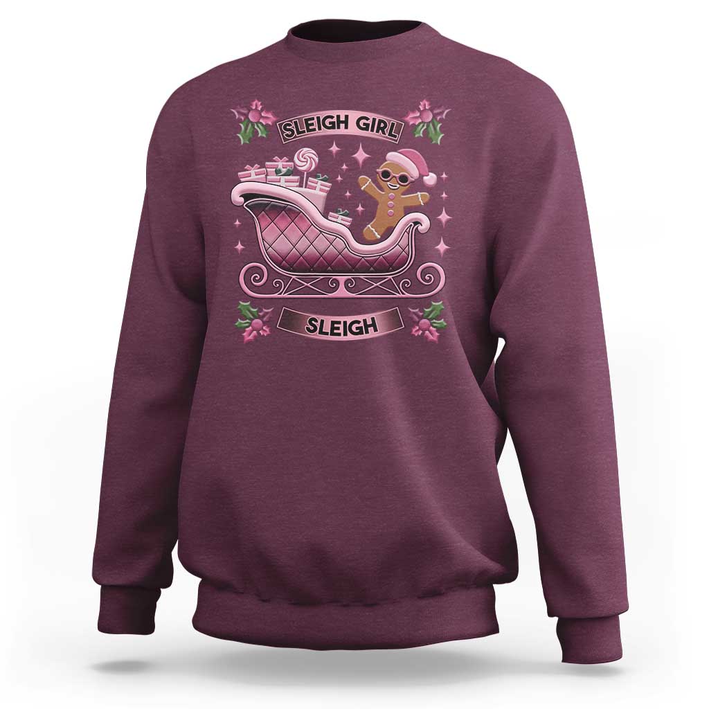 Groovy Pink Christmas Gingerbrad Sweatshirt Sleigh Girl Sleigh Festive Xmas Holiday Girls - Wonder Print Shop
