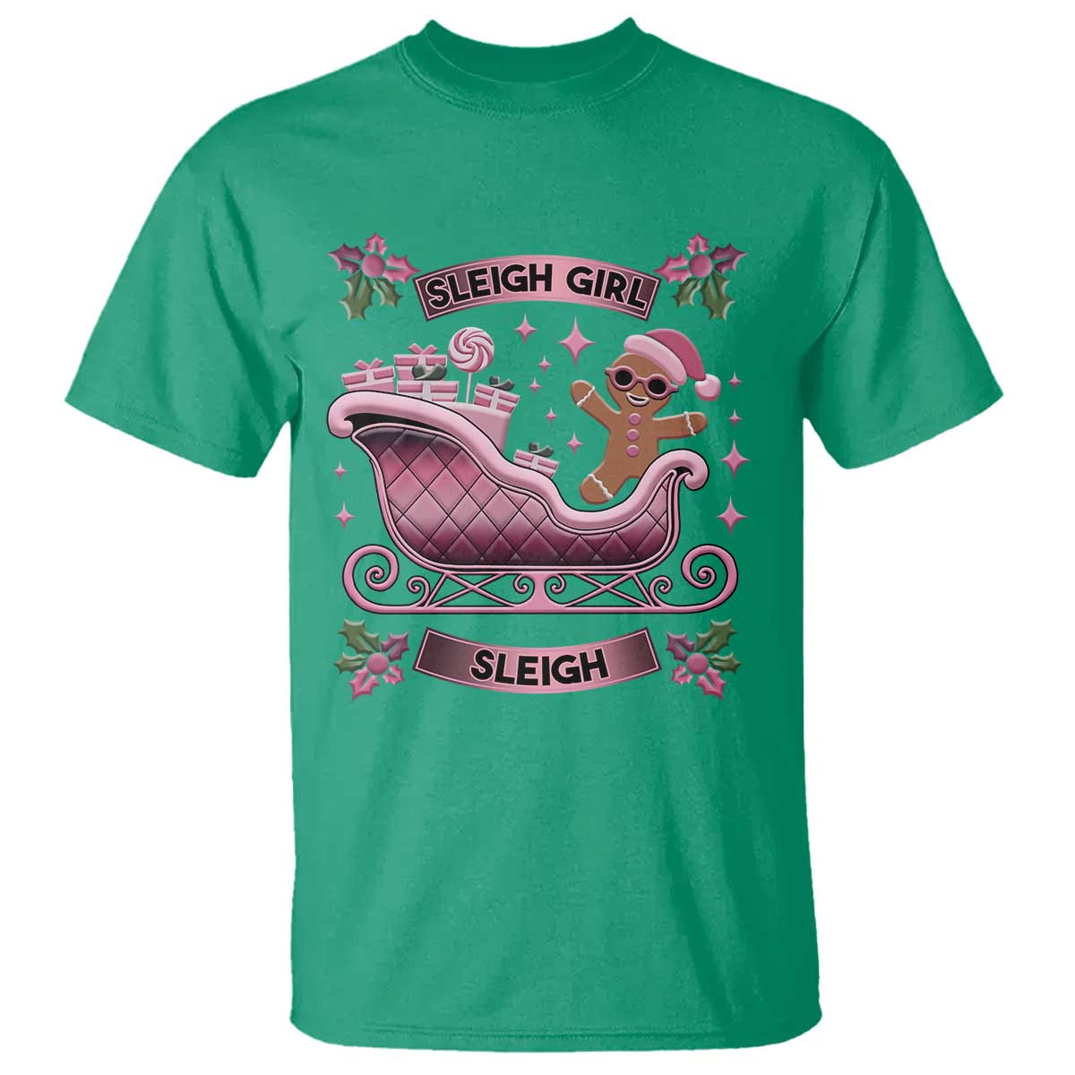 Groovy Pink Christmas Gingerbrad T Shirt Sleigh Girl Sleigh Festive Xmas Holiday Girls - Wonder Print Shop