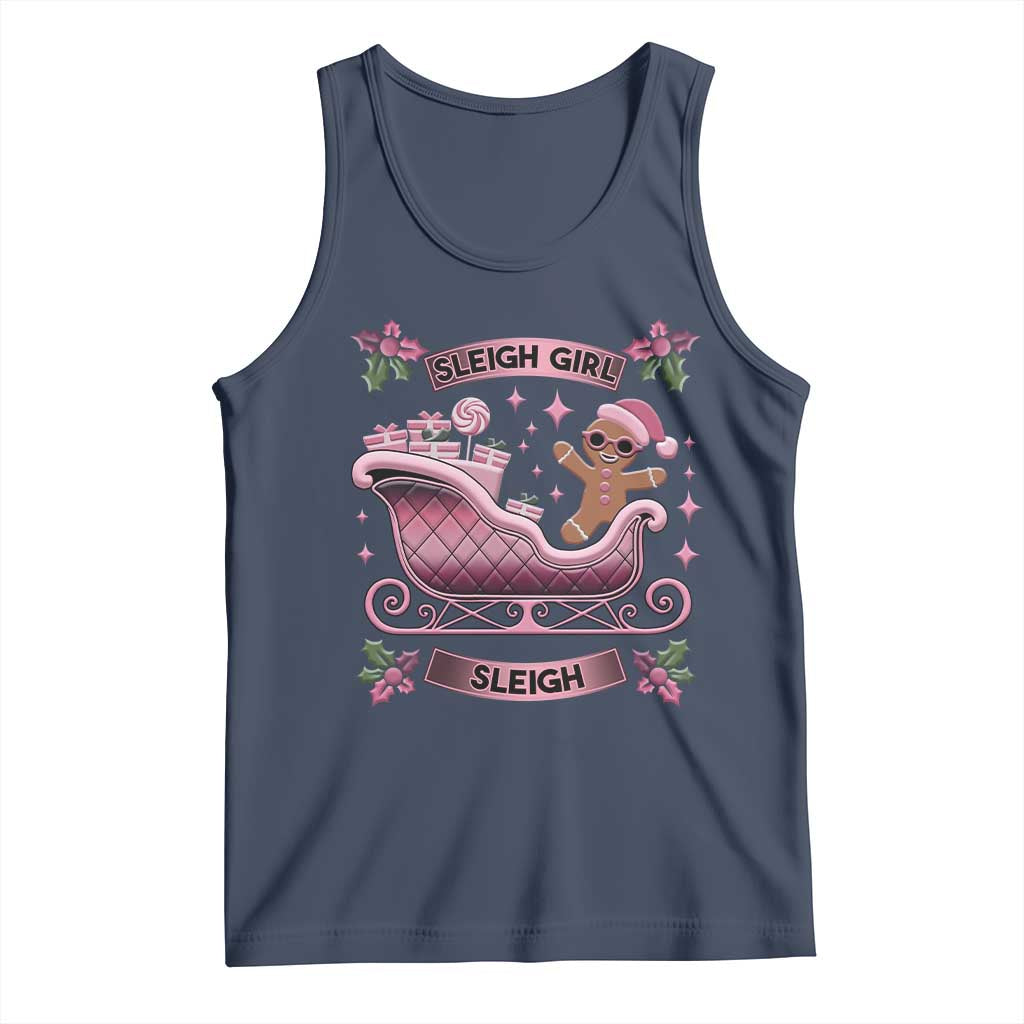 Groovy Pink Christmas Gingerbrad Tank Top Sleigh Girl Sleigh Festive Xmas Holiday Girls