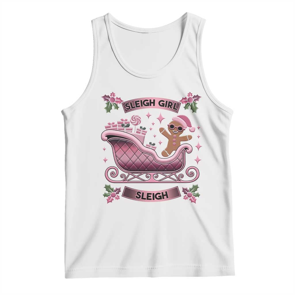 Groovy Pink Christmas Gingerbrad Tank Top Sleigh Girl Sleigh Festive Xmas Holiday Girls
