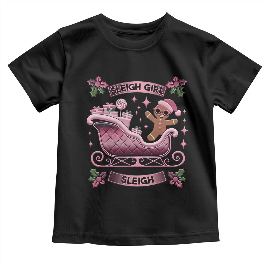 Groovy Pink Christmas Gingerbrad Toddler T Shirt Sleigh Girl Sleigh Festive Xmas Holiday Girls