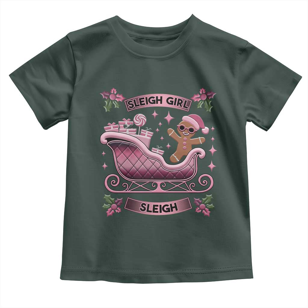 Groovy Pink Christmas Gingerbrad Toddler T Shirt Sleigh Girl Sleigh Festive Xmas Holiday Girls
