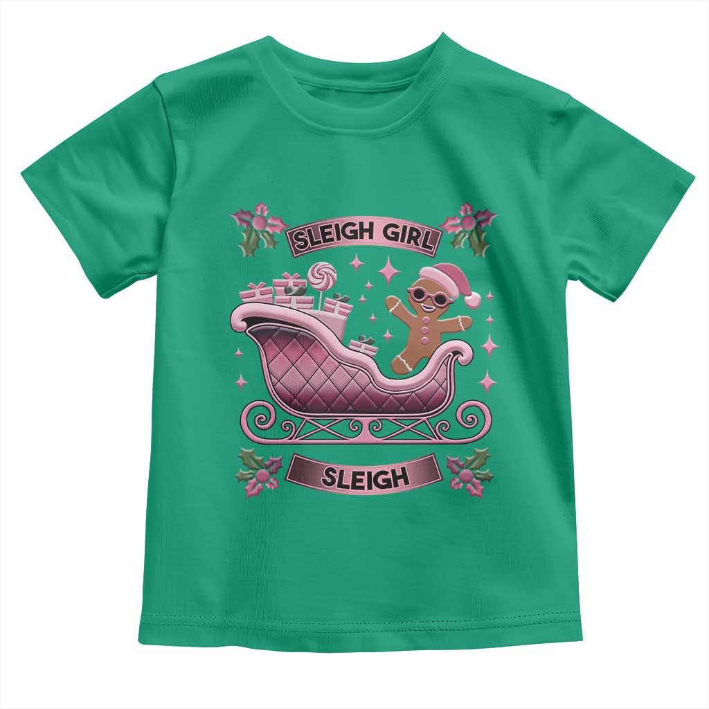 Groovy Pink Christmas Gingerbrad Toddler T Shirt Sleigh Girl Sleigh Festive Xmas Holiday Girls