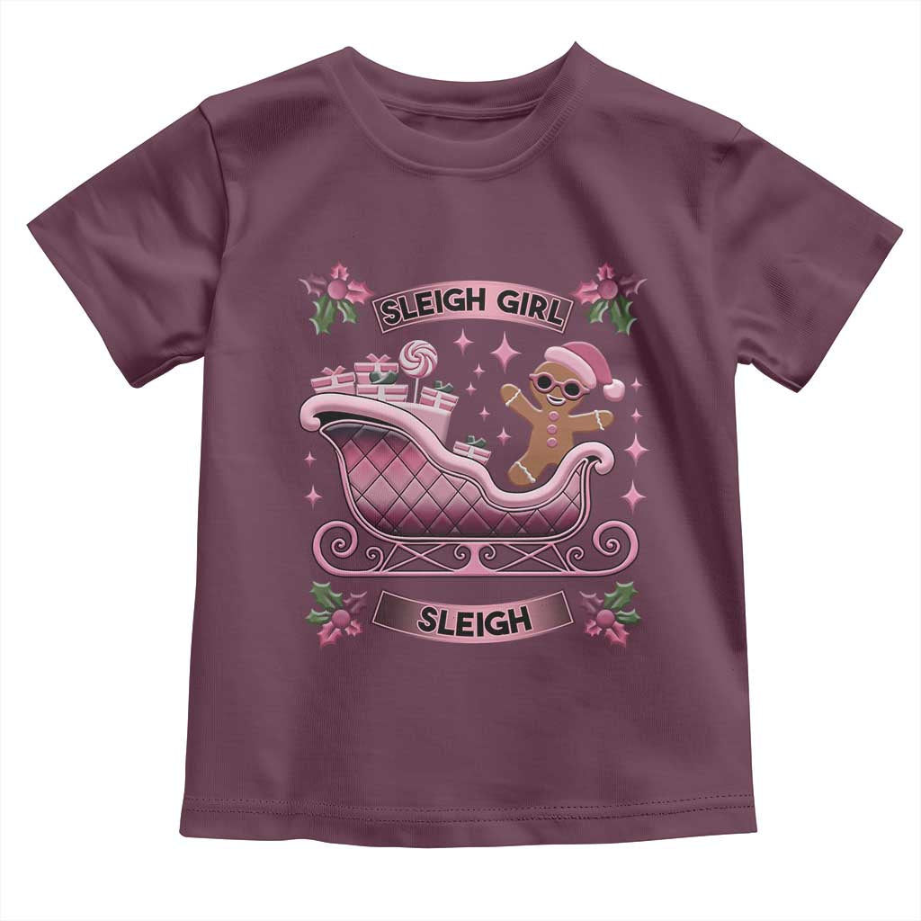 Groovy Pink Christmas Gingerbrad Toddler T Shirt Sleigh Girl Sleigh Festive Xmas Holiday Girls