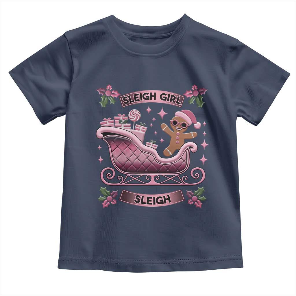 Groovy Pink Christmas Gingerbrad Toddler T Shirt Sleigh Girl Sleigh Festive Xmas Holiday Girls