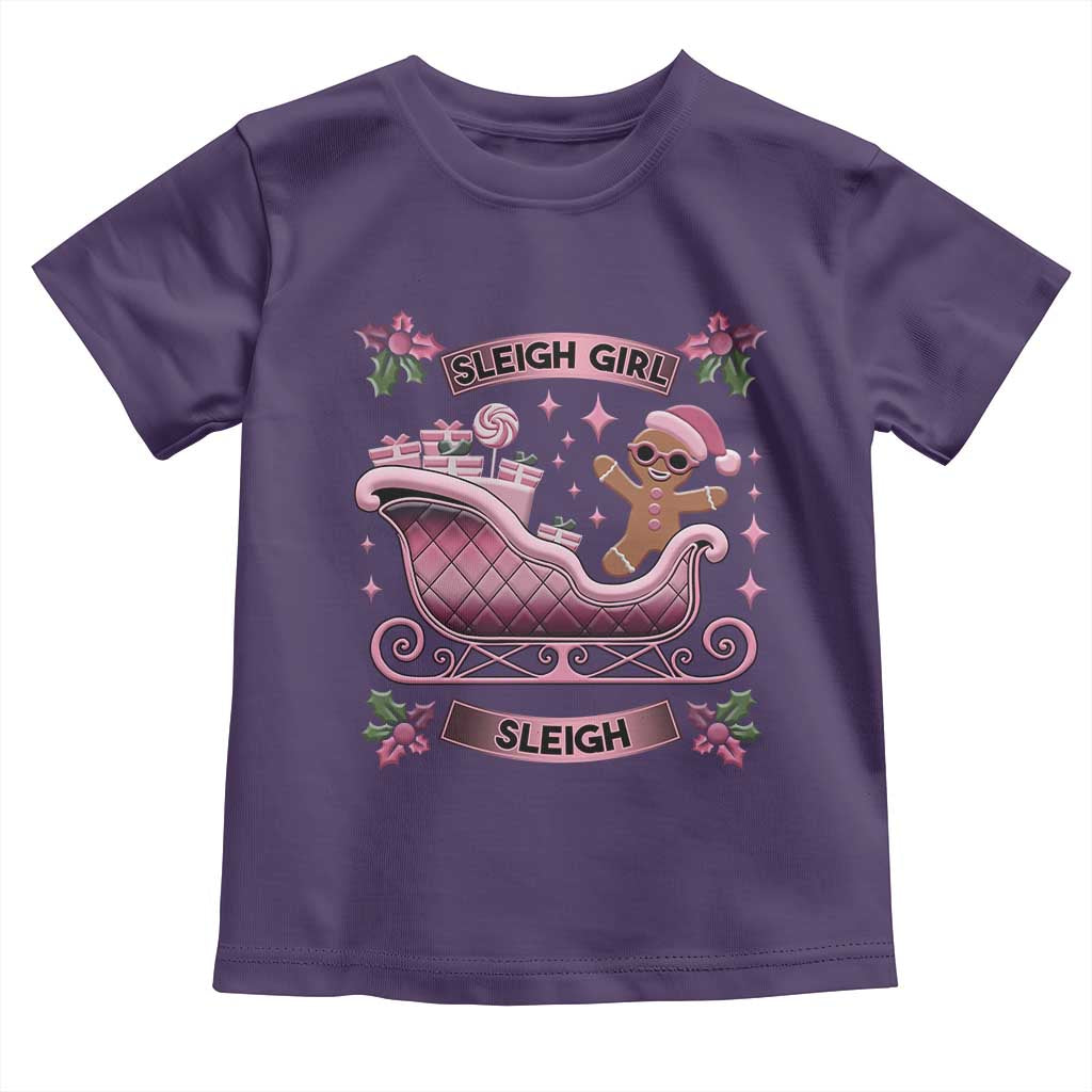 Groovy Pink Christmas Gingerbrad Toddler T Shirt Sleigh Girl Sleigh Festive Xmas Holiday Girls