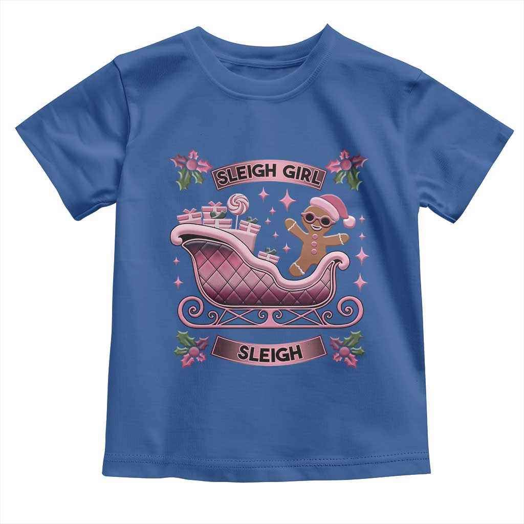 Groovy Pink Christmas Gingerbrad Toddler T Shirt Sleigh Girl Sleigh Festive Xmas Holiday Girls