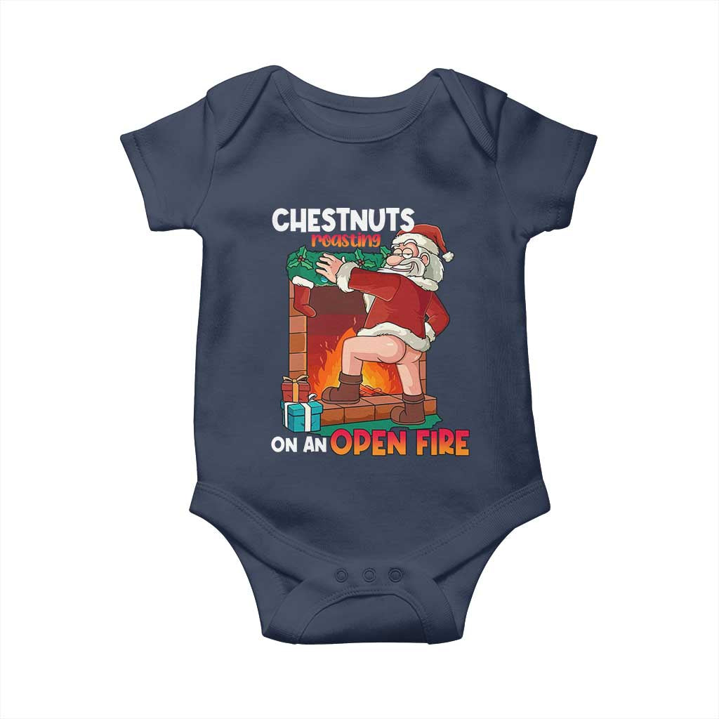 Funny Naughty Santa Baby Onesie Chestnuts Roasting On An Open Fire Dirty Food Pun Xmas Joke