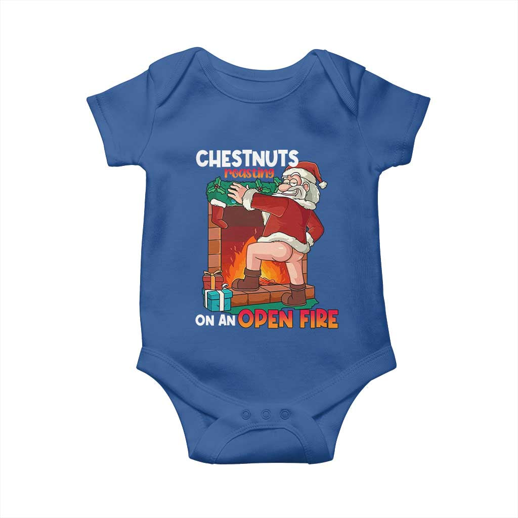 Funny Naughty Santa Baby Onesie Chestnuts Roasting On An Open Fire Dirty Food Pun Xmas Joke